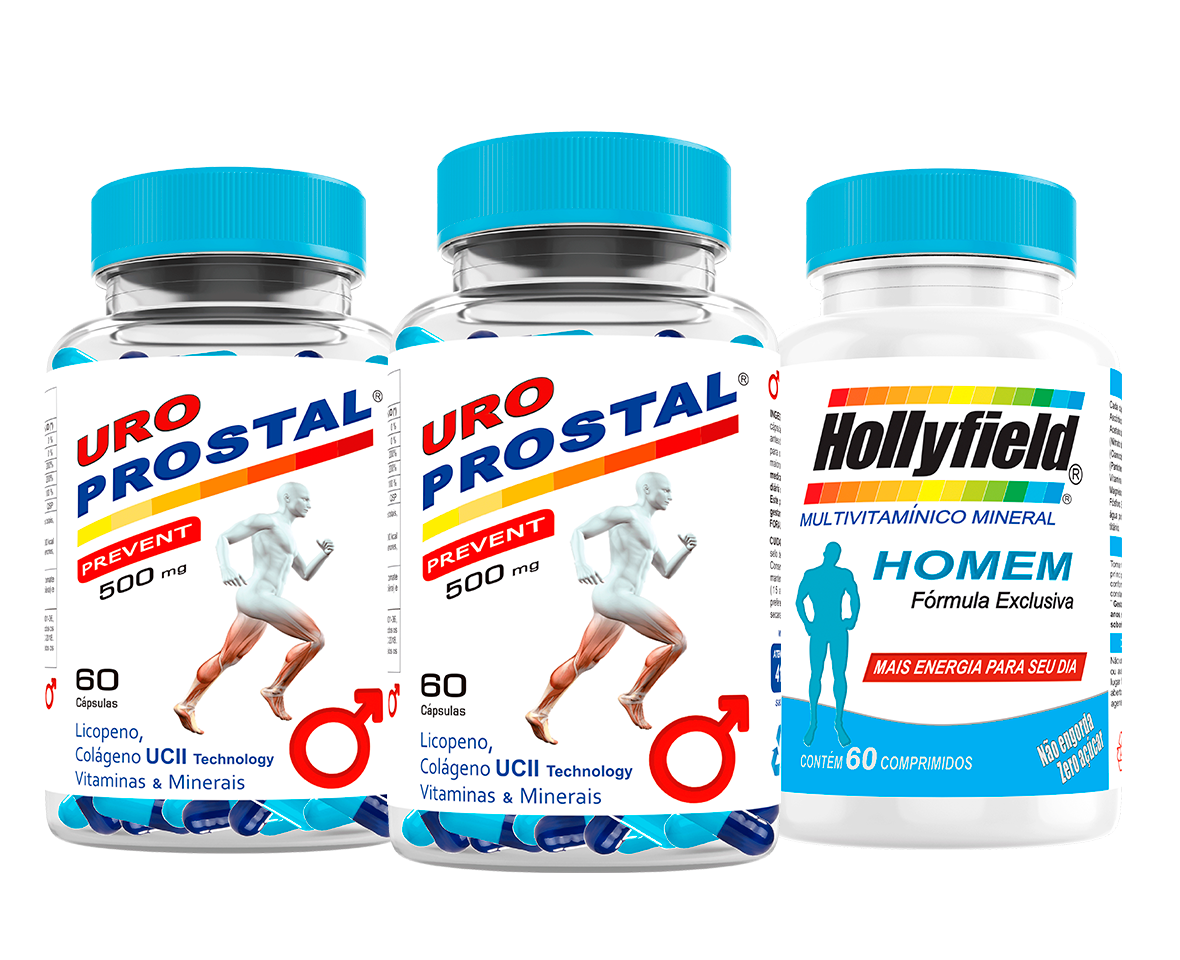 Estimulante Sexual Uroprostal 60 Caps Kit 2 + 1 Multivitamínico Hollyfield 
