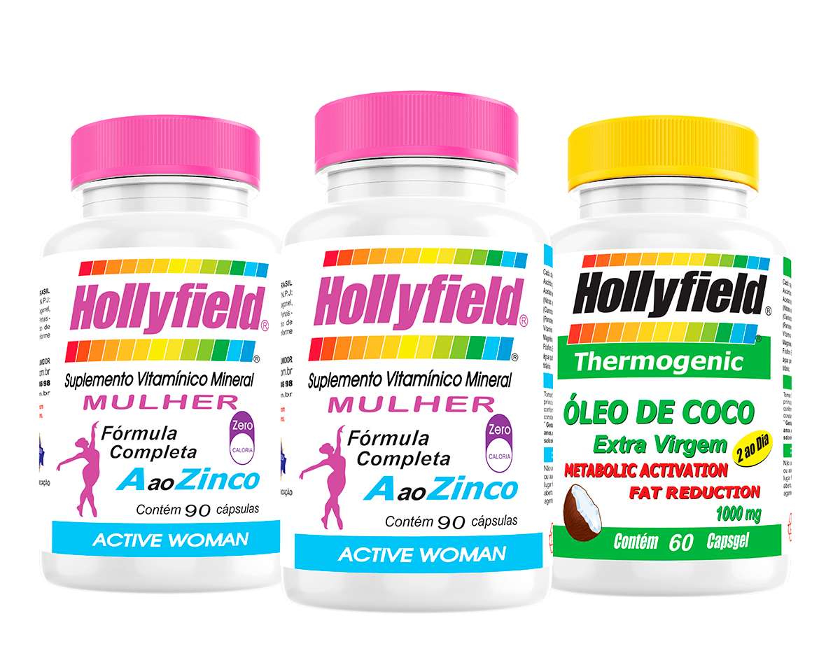Multivitamínico Hollyfield a à Zinco Mulher 90 Caps Kit 2 + 1 óleo de Coco Holly 