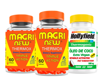 Emagrecedor Magrinew Thermox 60 Caps Kit 2 + 1 óleo de Coco Hollyfield 
