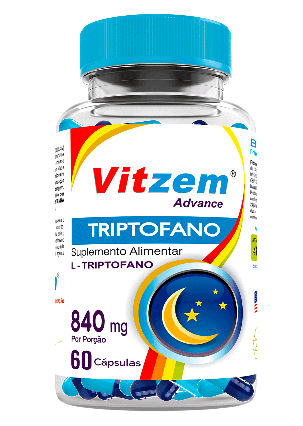 Triptofano Vitzem 500mg 60 Cápsulas 