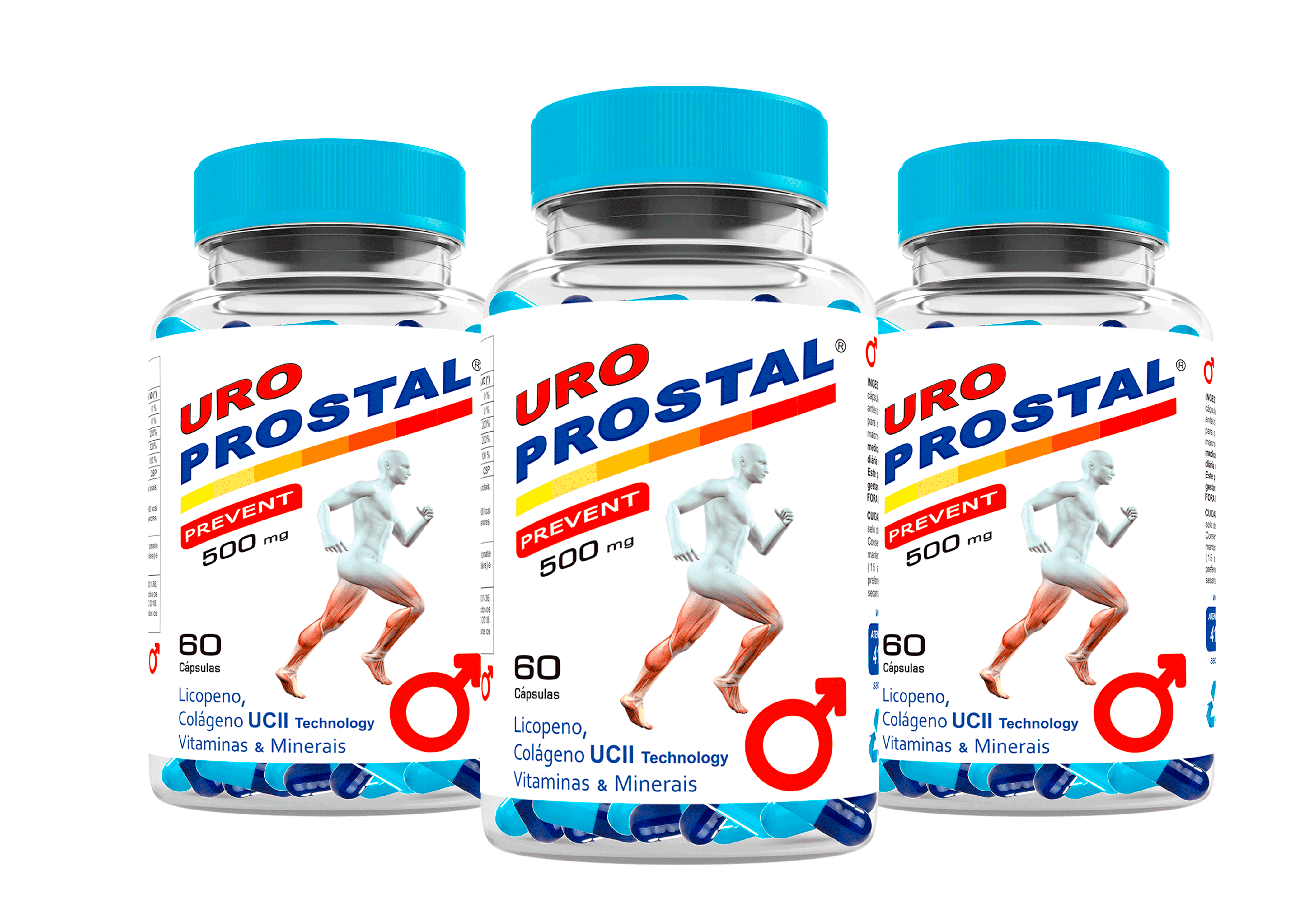 Estimulante Sexual Uroprostal 500mg 60 Cápsulas Kit com 3 