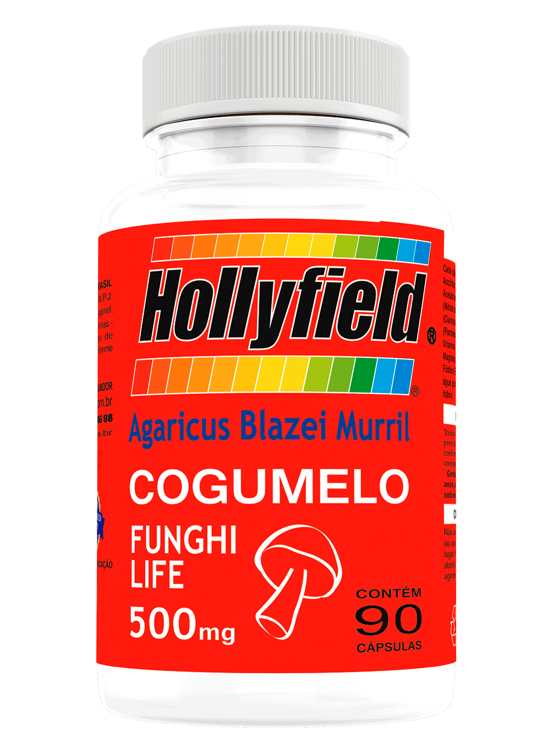 Cogumelo Hollyfield Agaricus 500mg 90 Cápsulas 