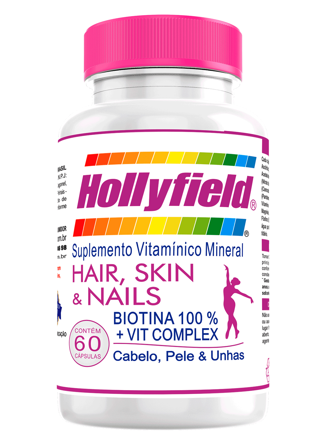 Vitamina Cabelo, Pele e Unha Hollyfield 500mg 60 Cápsulas 