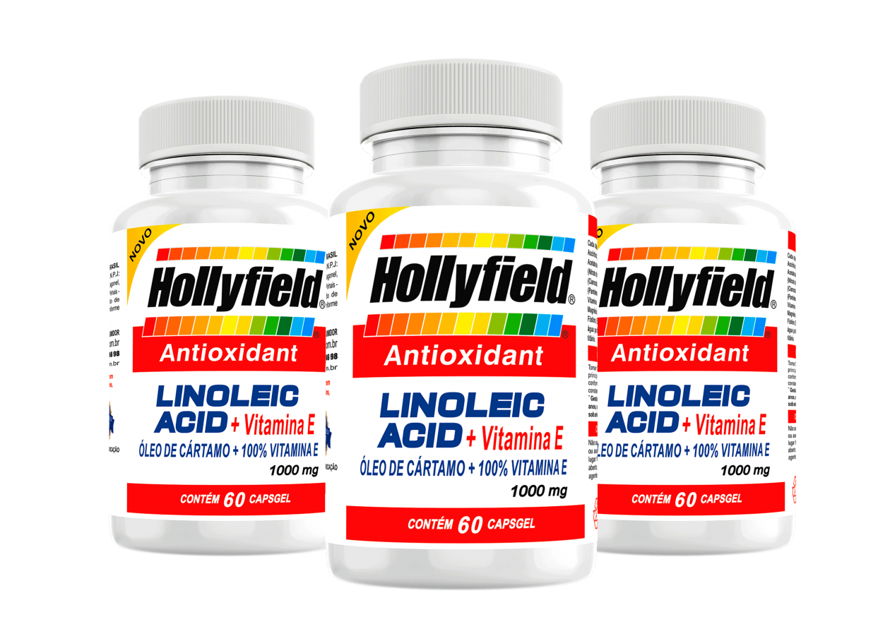 Cártamo Hollyfield + Vit e 1000mg 60 Capsgel Kit com 3 