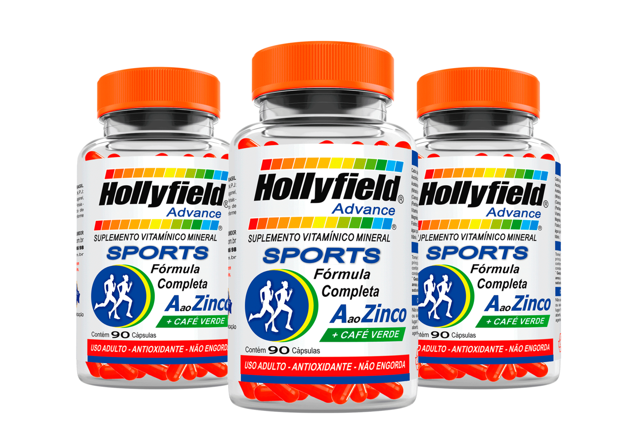 Multivitamínico Hollyfield a à Zinco Sports 700mg 90 Cápsulas Kit com 3 