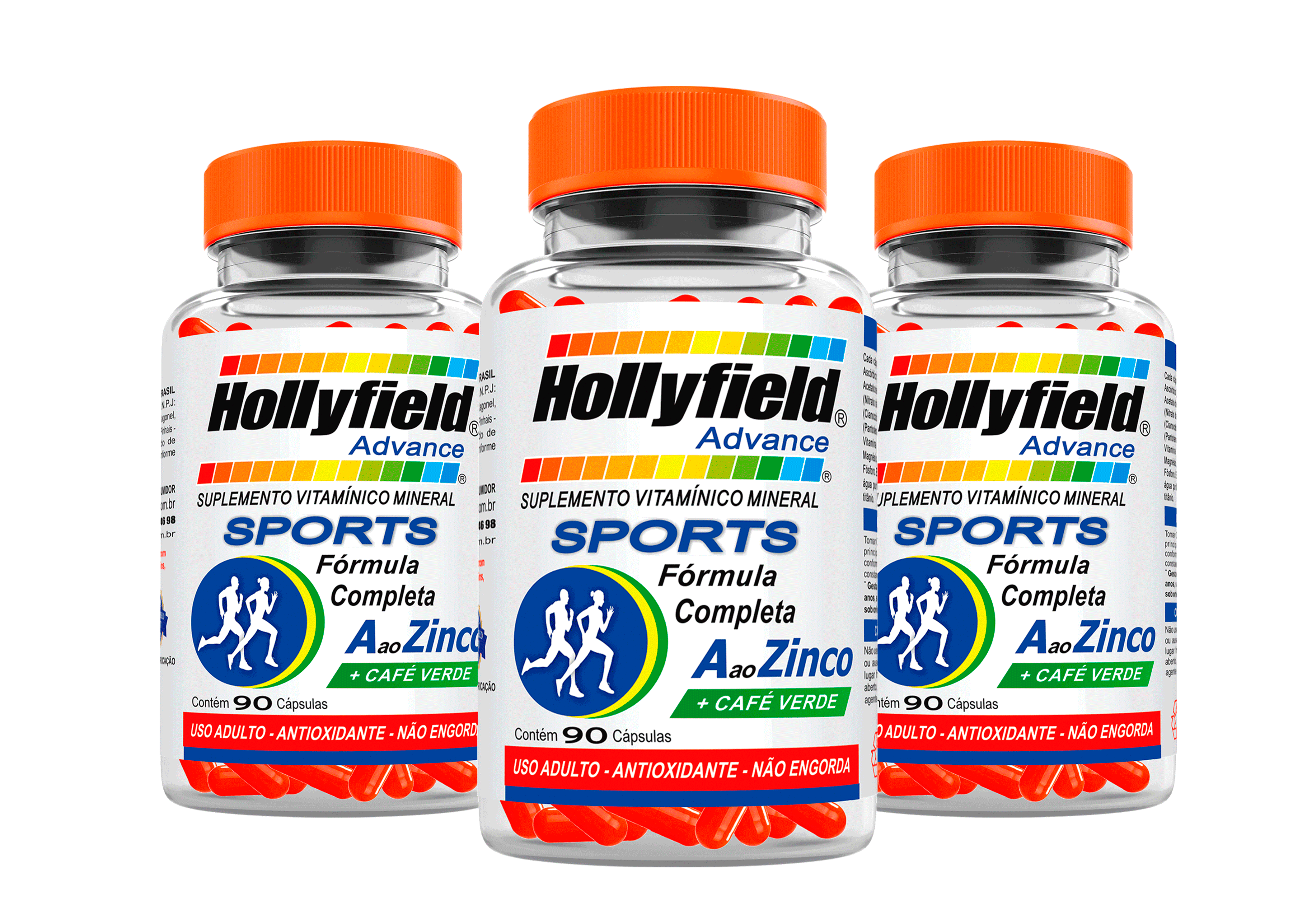 Multivitamínico Hollyfield a à Zinco Sports 700mg 90 Cápsulas Kit com 3 