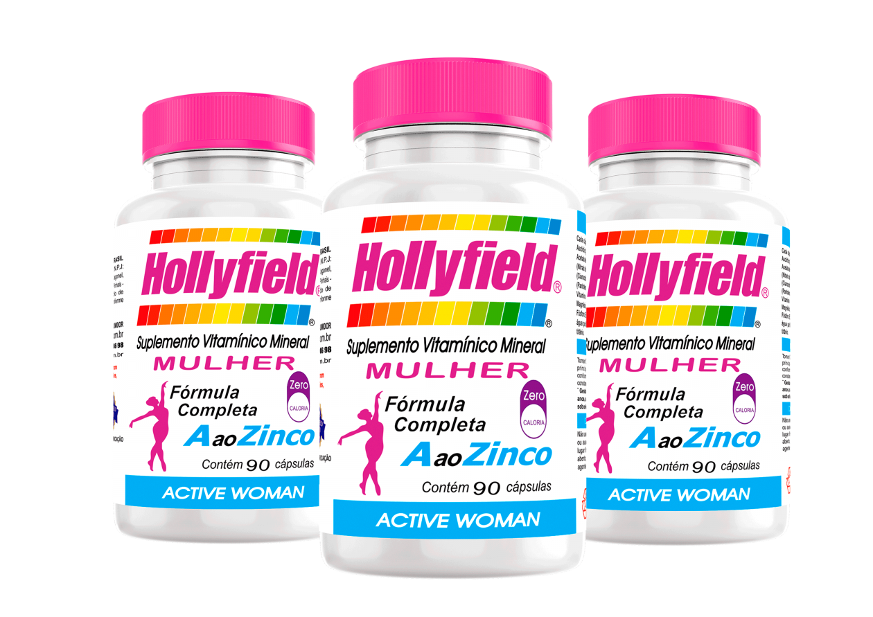 Multivitamínico Hollyfield a à Zinco Mulher 500mg 90 Cápsulas Kit com 3 