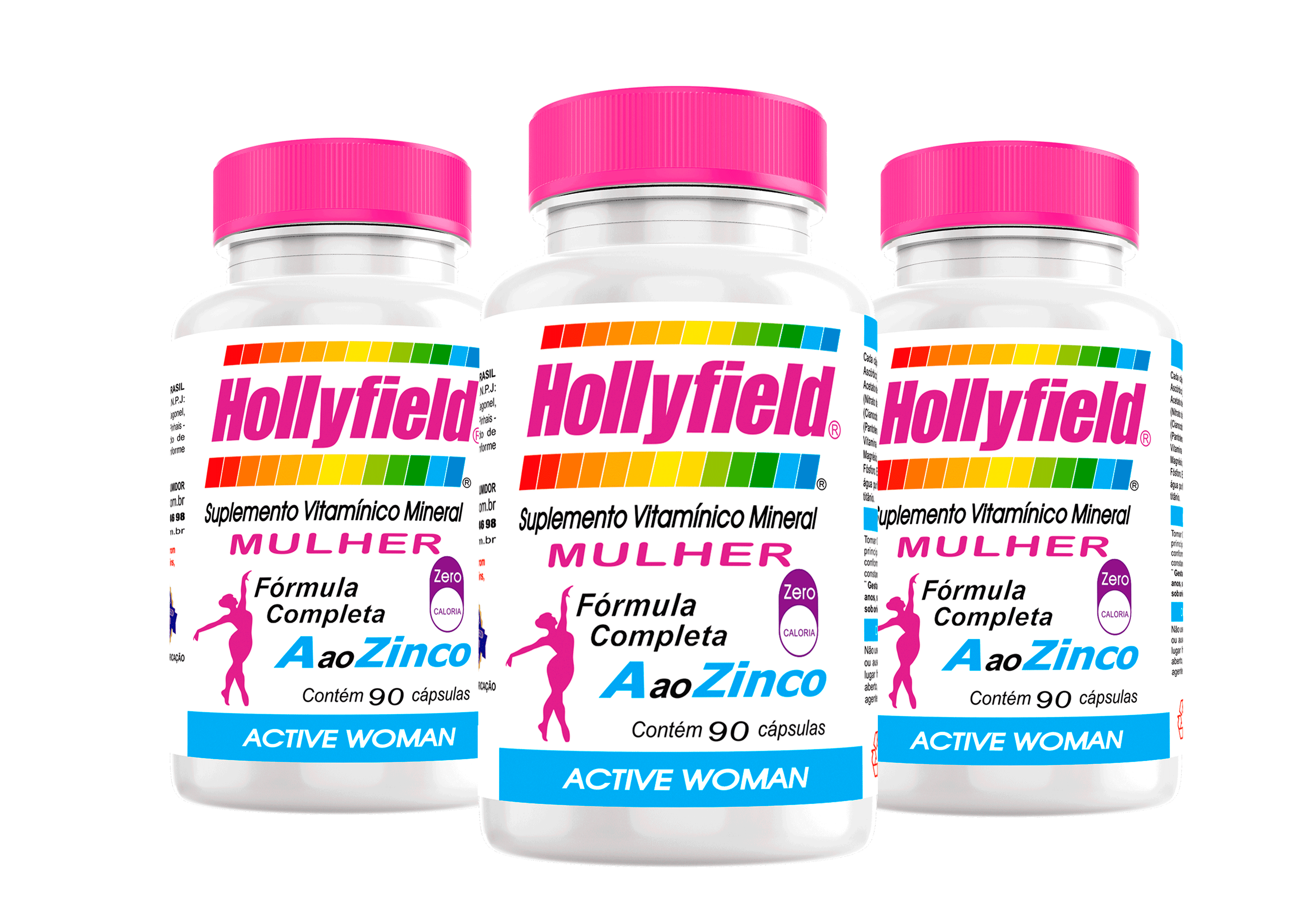 Multivitamínico Hollyfield a à Zinco Mulher 500mg 90 Cápsulas Kit com 3 