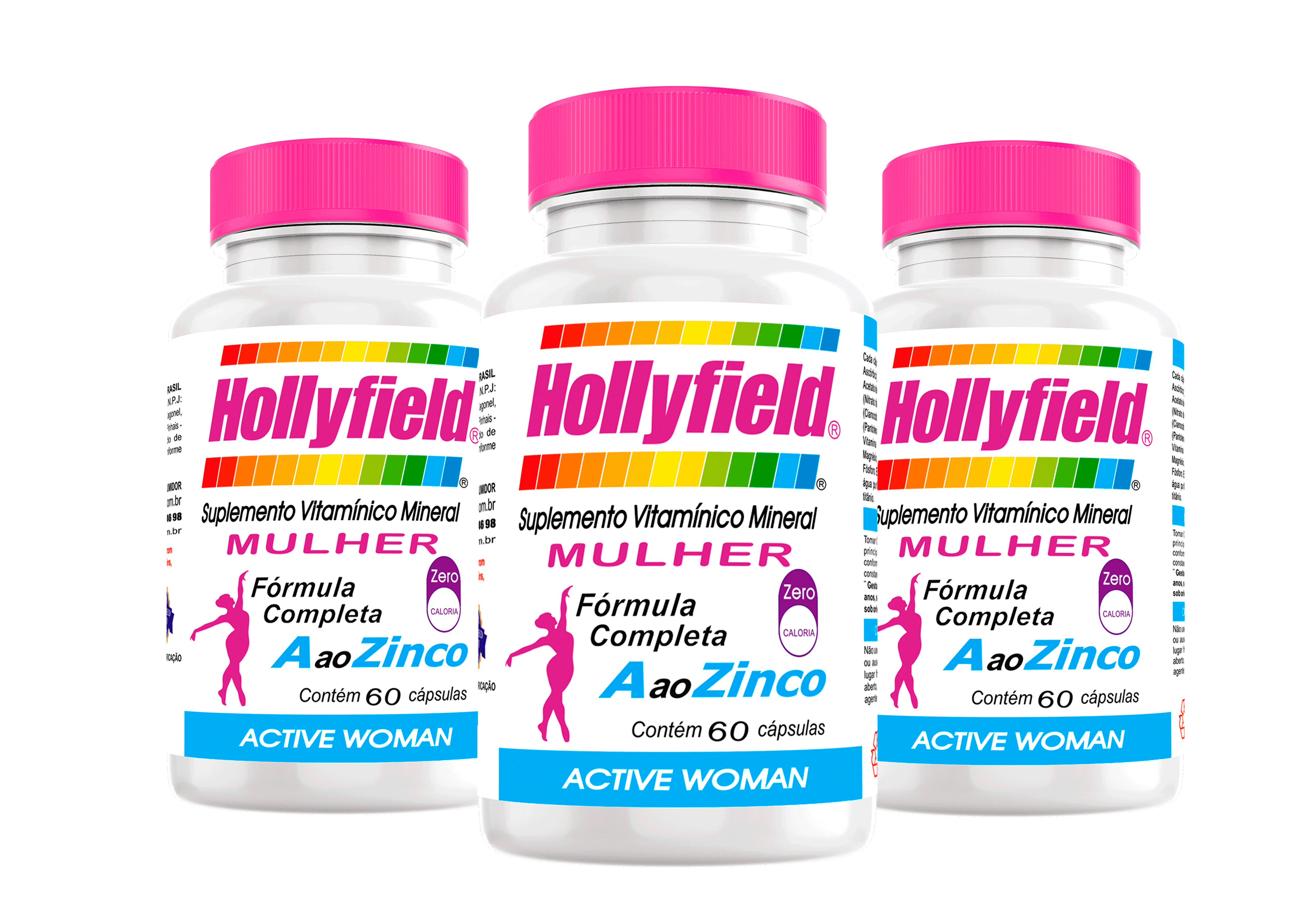Multivitamínico Hollyfield a à Zinco Mulher 500mg 60 Cápsulas Kit com 3 