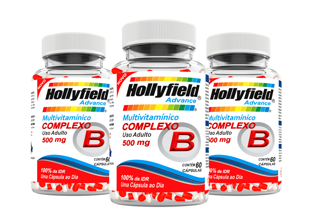 Complexo B Hollyfield Advance 500mg 60 Cápsulas Kit com 3 