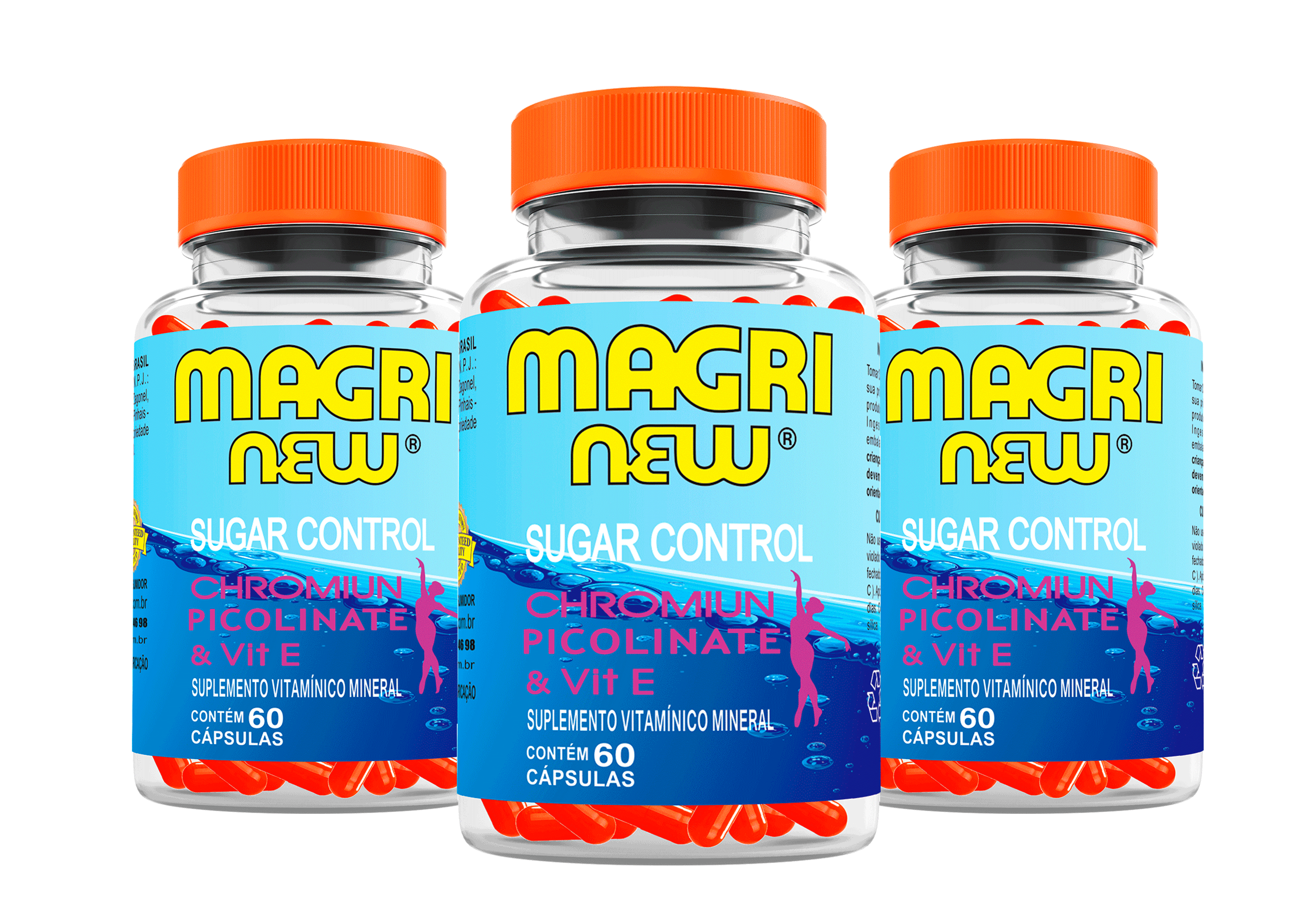 Emagrecedor Magrinew Sugar Control 500mg 60 Cápsulas Kit com 3 