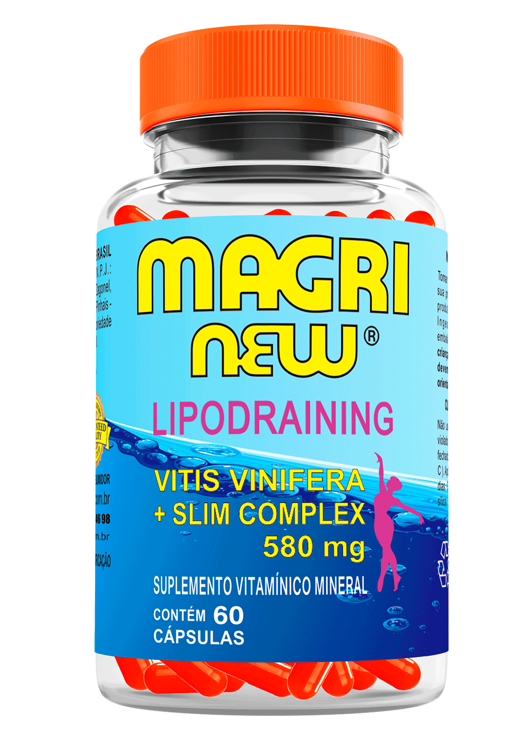 Emagrecedor Magrinew Lipodraining 500mg 60 Cápsulas 