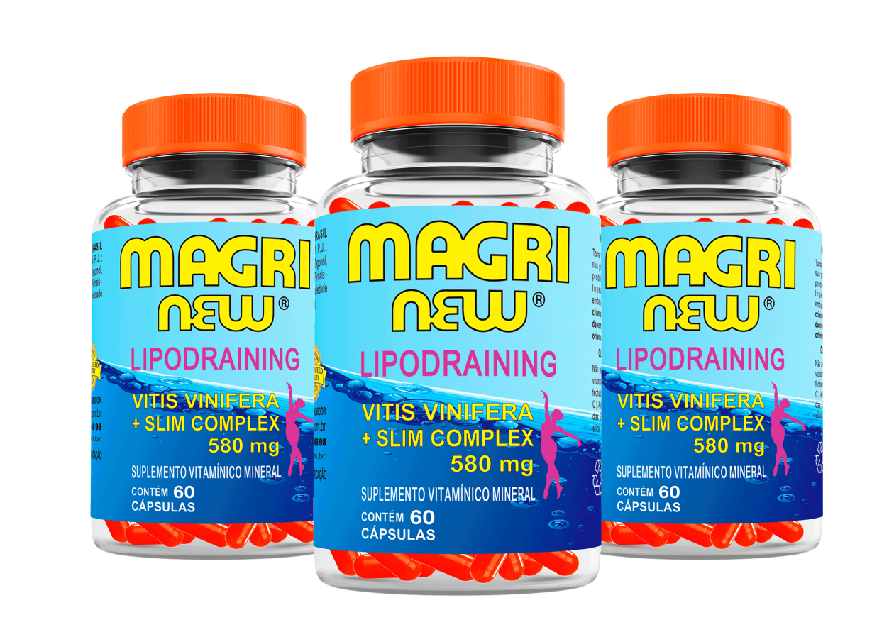 Emagrecedor Magrinew Lipodraining 500mg 60 Cápsulas Kit com 3 