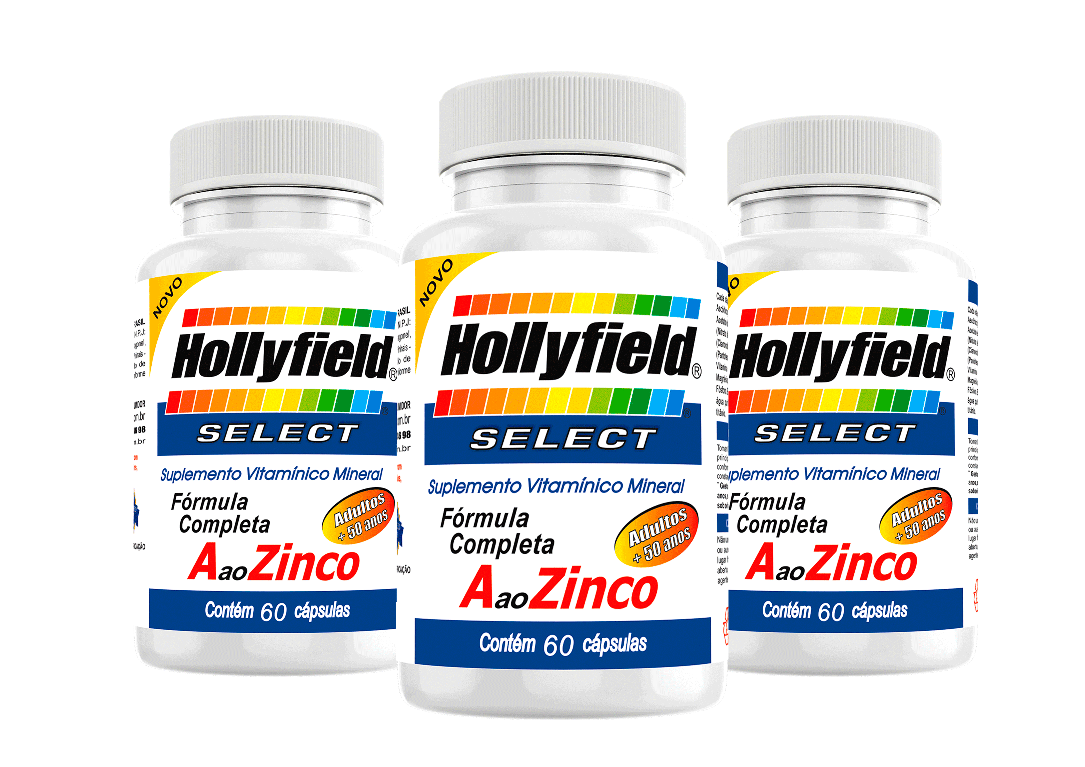 Multivitamínico Hollyfield a à Zinco Select 50+ 500mg 60 Cápsulas Kit com 3 