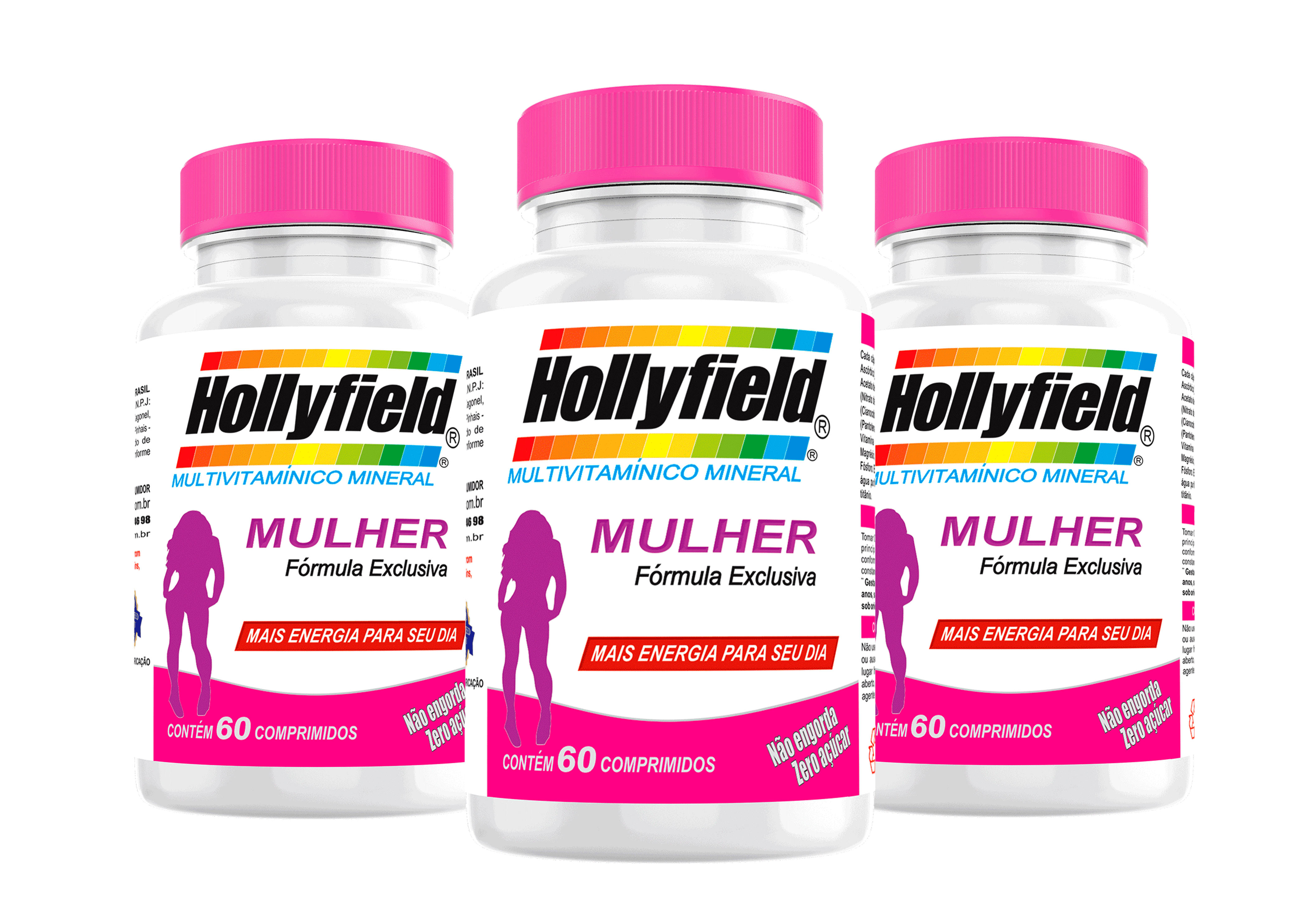 Multivitamínico Hollyfield Standard Mulher 500mg 60 Comprimidos Kit com 3 