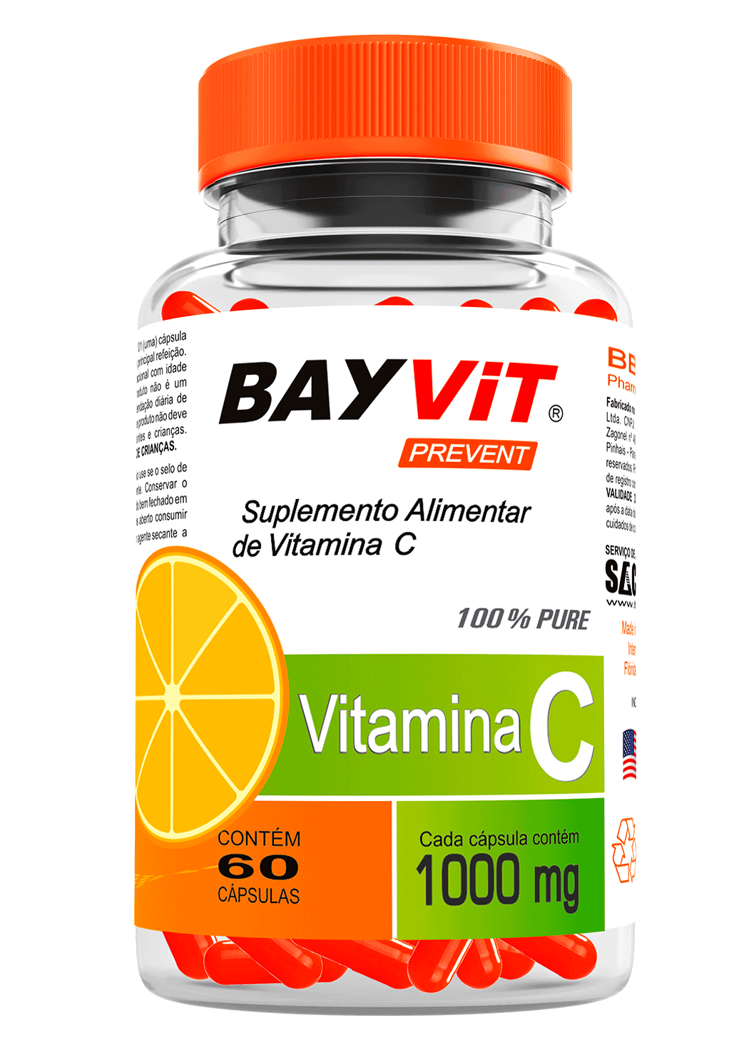Vitamina C Bayvit Pura 1000mg 60 Cápsulas 
