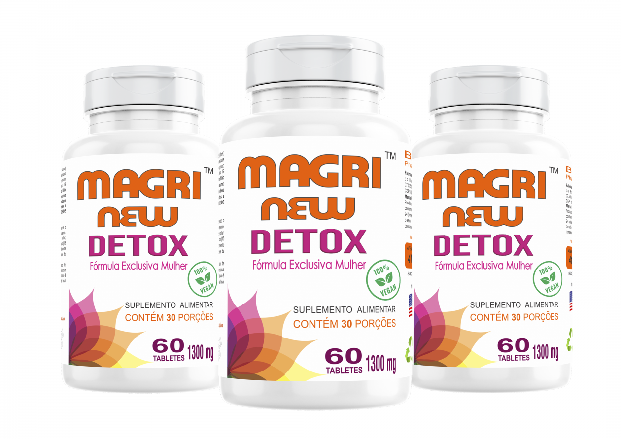 Magrinew Detox Vegan 1000mg 60 Tabletes Kit com 3 